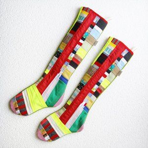 PAIR OF QUILTED HOLIDAY STOCKING - OOAK! (F.1&F.2)